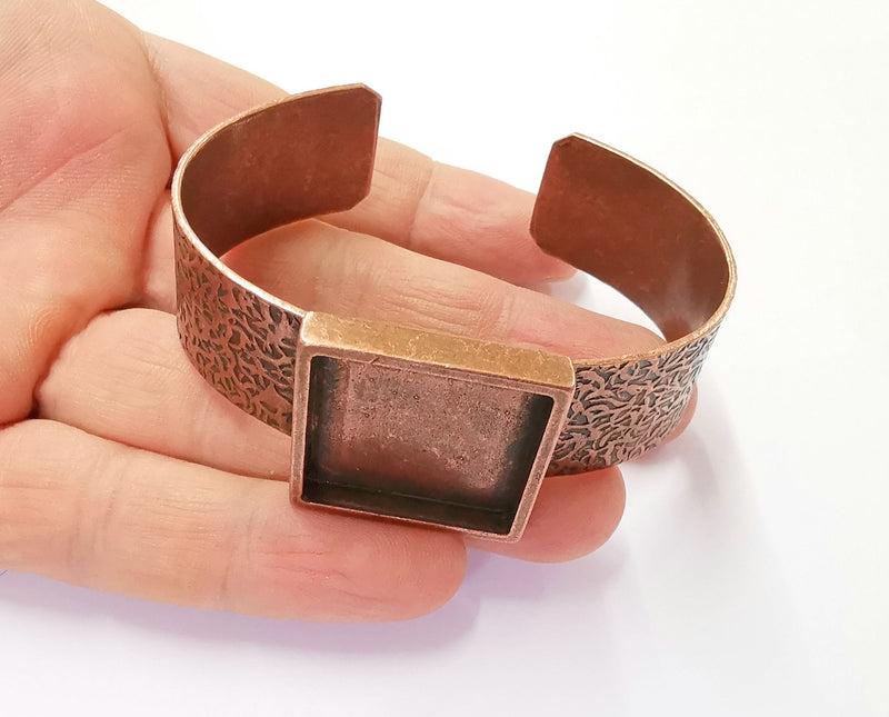 Bracelet Blank Resin Bangle Dry Flower inlay Blank Cuff Bezel Glass Cabochon Base Textured Adjustable Antique Copper (25x25mm ) G20037
