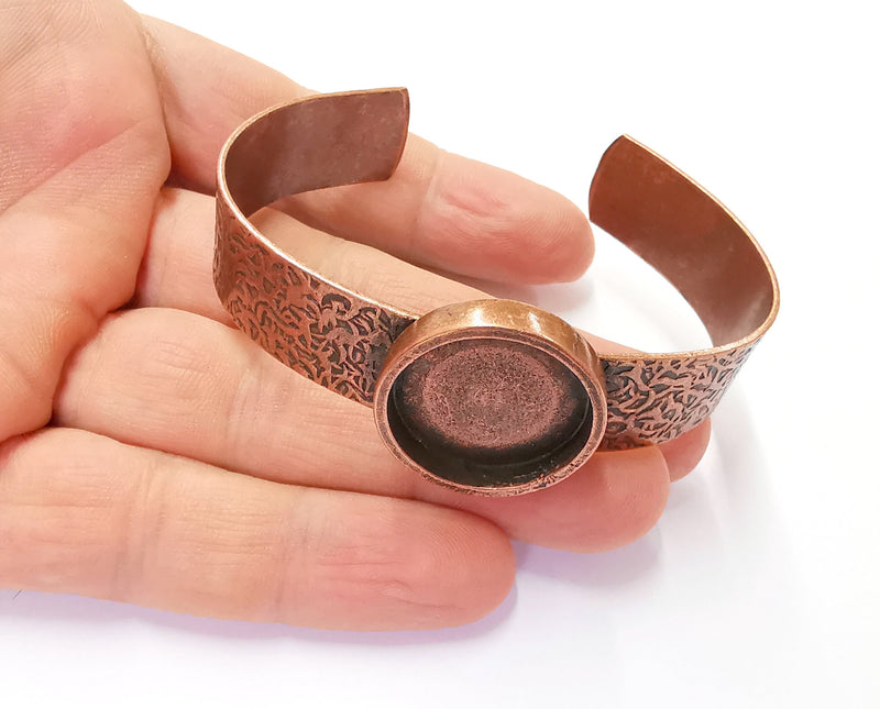 Bracelet Blank Resin Bangle Dry Flower inlay Blank Cuff Bezel Glass Cabochon Base Textured Adjustable Antique Copper (20mm ) G20038