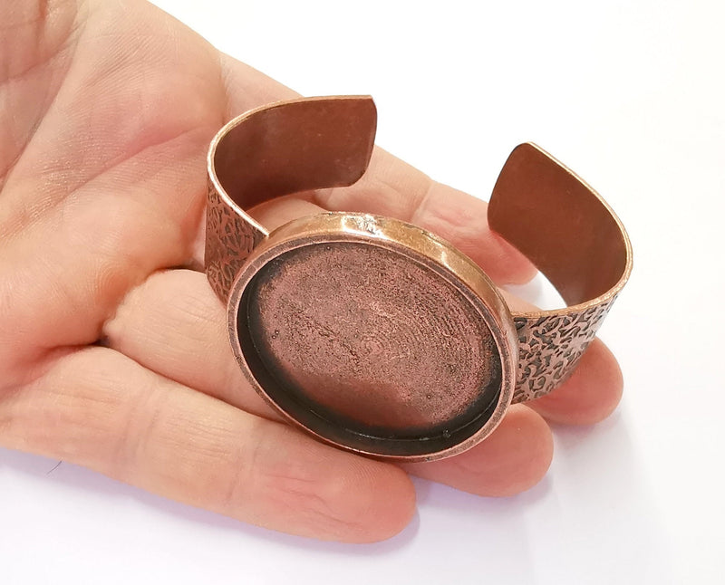 Bracelet Blank Resin Bangle Dry Flower inlay Blank Cuff Bezel Glass Cabochon Base Textured Adjustable Antique Copper (40mm ) G20039
