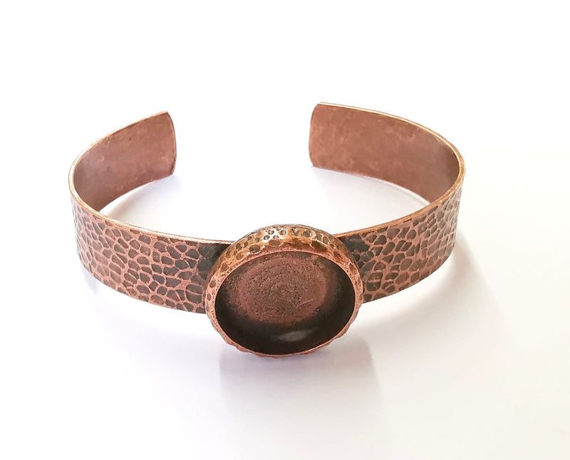 Bracelet Blank Resin Bangle Dry Flower inlay Blank Cuff Bezel Glass Cabochon Base Hammered Adjustable Antique Copper (20mm ) G20040