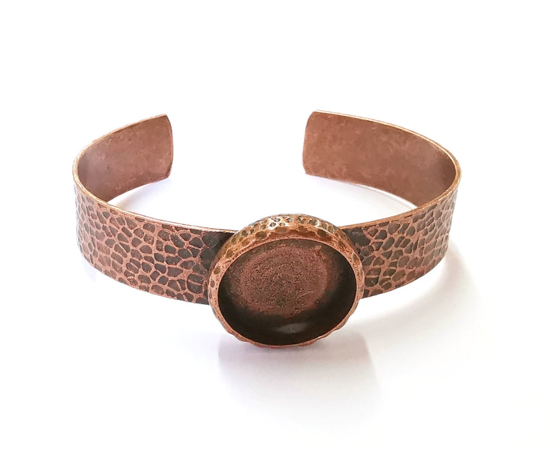 Bracelet Blank Resin Bangle Dry Flower inlay Blank Cuff Bezel Glass Cabochon Base Hammered Adjustable Antique Copper (20mm ) G20040