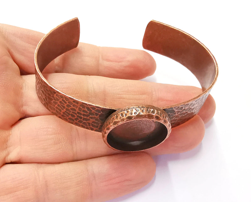 Bracelet Blank Resin Bangle Dry Flower inlay Blank Cuff Bezel Glass Cabochon Base Hammered Adjustable Antique Copper (20mm ) G20040
