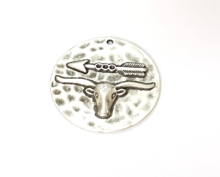 Bull and Arrow Charms Antique Silver Plated Charms (41mm) G19636