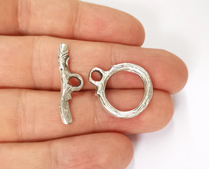 Branch Shape Toggle Clasps 4 sets Antique Silver Plated Toggle Clasp Findings 23x19mm+28x9mm  G19637