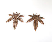 2 Leaf Charms Antique Copper Plated Charms (38x32mm) G19638