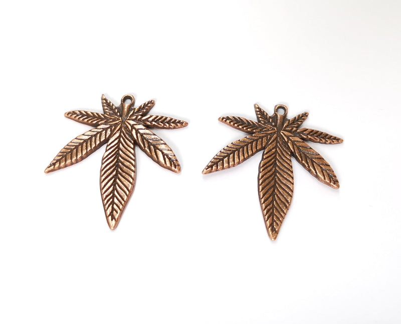 2 Leaf Charms Antique Copper Plated Charms (38x32mm) G19638