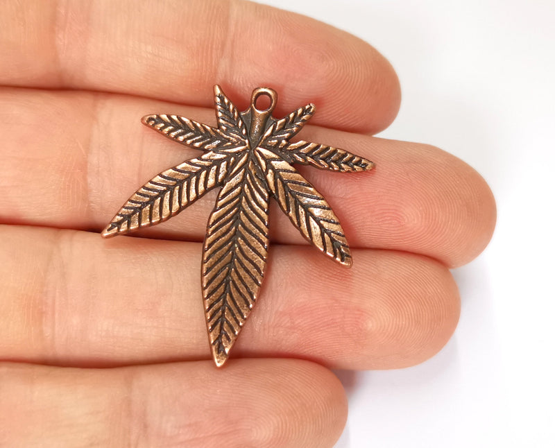 2 Leaf Charms Antique Copper Plated Charms (38x32mm) G19638