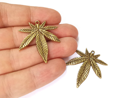 2 Leaf Charms Antique Bronze Plated Charms (38x32mm) G19639