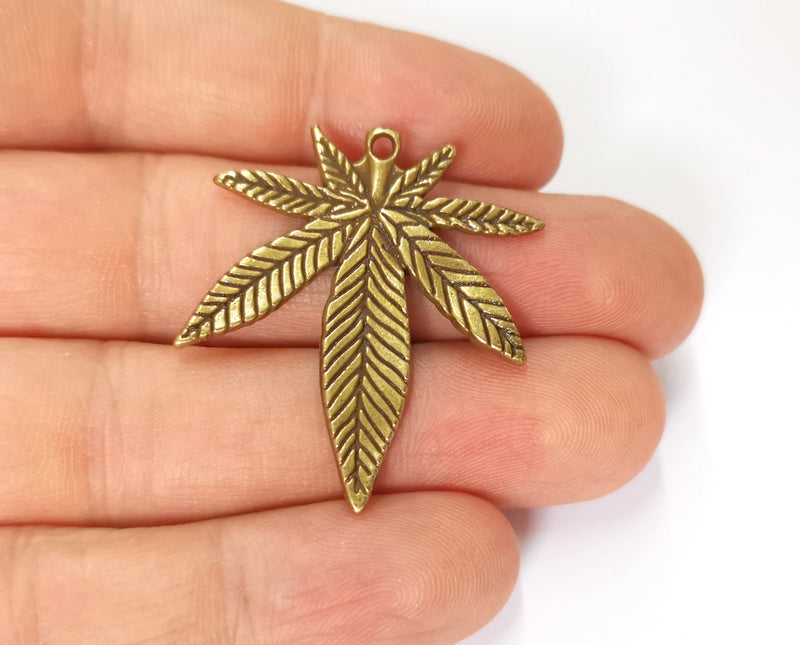 2 Leaf Charms Antique Bronze Plated Charms (38x32mm) G19639