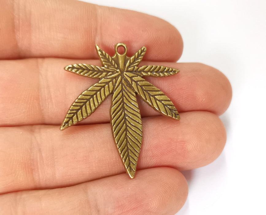 2 Leaf Charms Antique Bronze Plated Charms (38x32mm) G19639