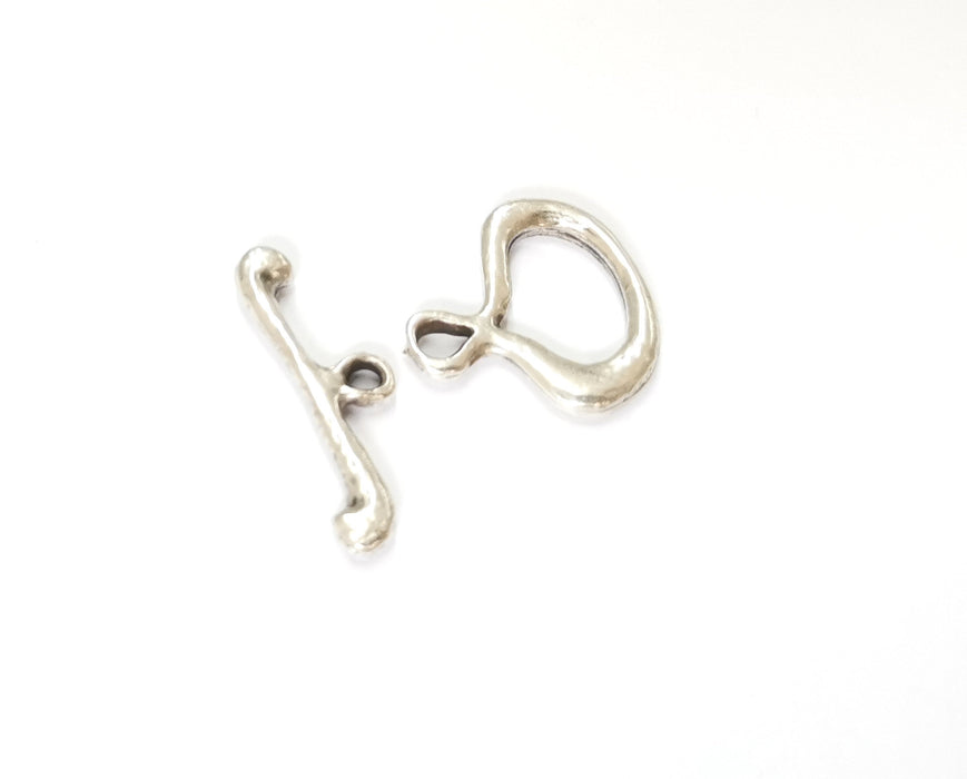 Silver Toggle Clasps 4 sets Antique Silver Plated Toggle Clasp Findings 20x20mm+27x7mm  G19643