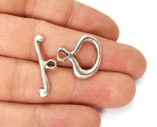 Silver Toggle Clasps 4 sets Antique Silver Plated Toggle Clasp Findings 20x20mm+27x7mm  G19643