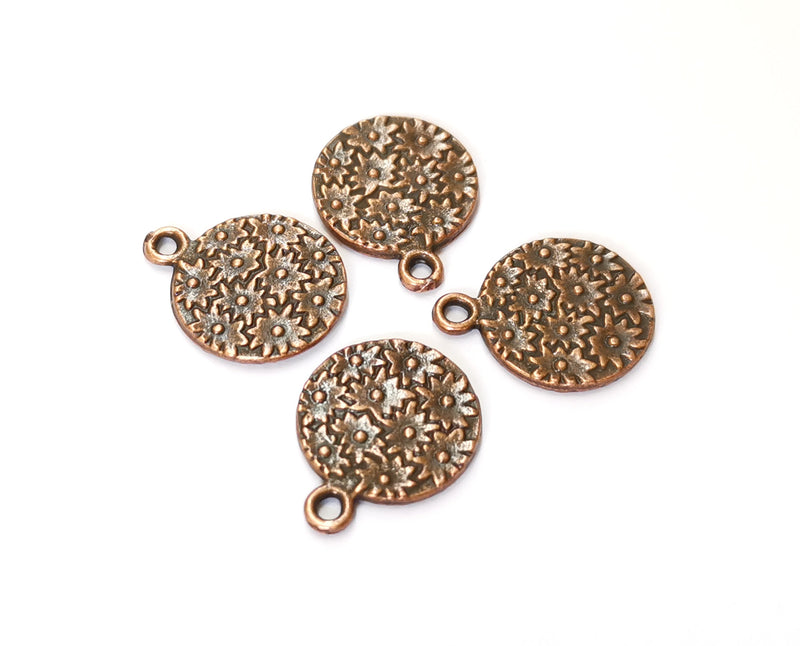 6 Flowers Charms Antique Copper Plated Charms (19x15mm)  G19645