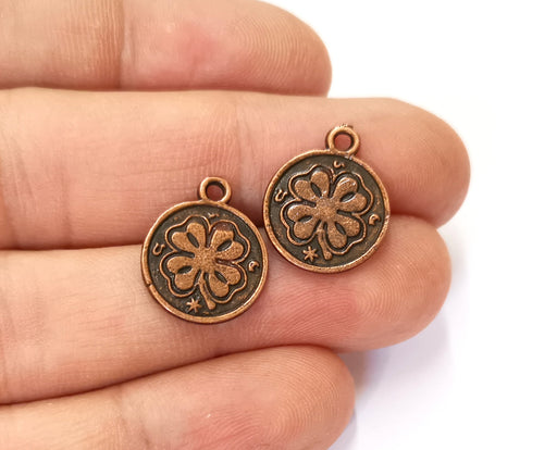 10 Clover Charms Antique Copper Plated Charms (18x15mm)  G19647