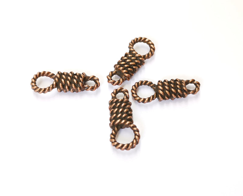 4 Bales of Rope Charms Connector Antique Copper Plated Charms (25x10mm) G19648