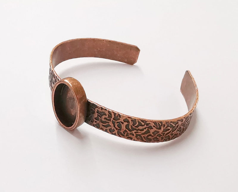 Bracelet Blank Resin Bangle Dry Flower inlay Blank Cuff Bezel Glass Cabochon Base Textured Adjustable Antique Copper (18x13mm ) G20048