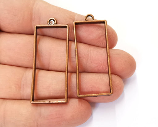 4 Frame Bezel Charms Antique Copper Plated Charms (48x19mm) G19650