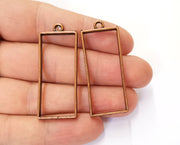 4 Frame Bezel Charms Antique Copper Plated Charms (48x19mm) G19650