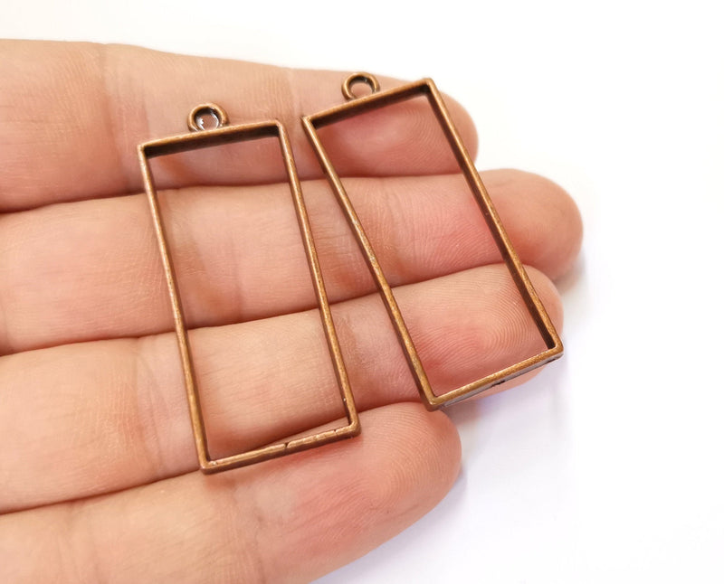 4 Frame Bezel Charms Antique Copper Plated Charms (48x19mm) G19650