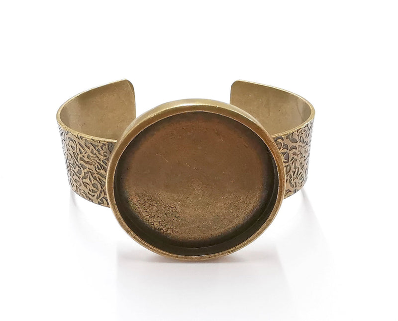 Bracelet Blank Resin Bangle Dry Flower inlay Blank Cuff Bezel Glass Cabochon Base Textured Adjustable Antique Bronze (40mm ) G20050