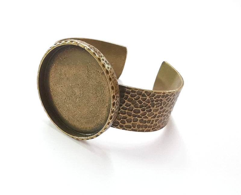 Bracelet Blank Resin Bangle Dry Flower inlay Blank Cuff Bezel Glass Cabochon Base Hammered Adjustable Antique Bronze (40mm ) G20056