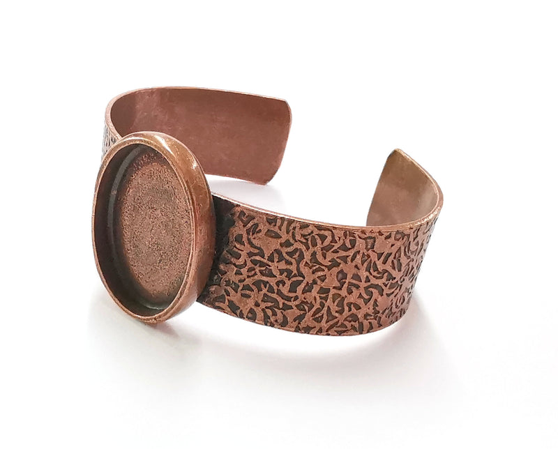 Bracelet Blank Resin Bangle Dry Flower inlay Blank Cuff Bezel Glass Cabochon Base Textured Adjustable Antique Copper (30x22mm ) G20058