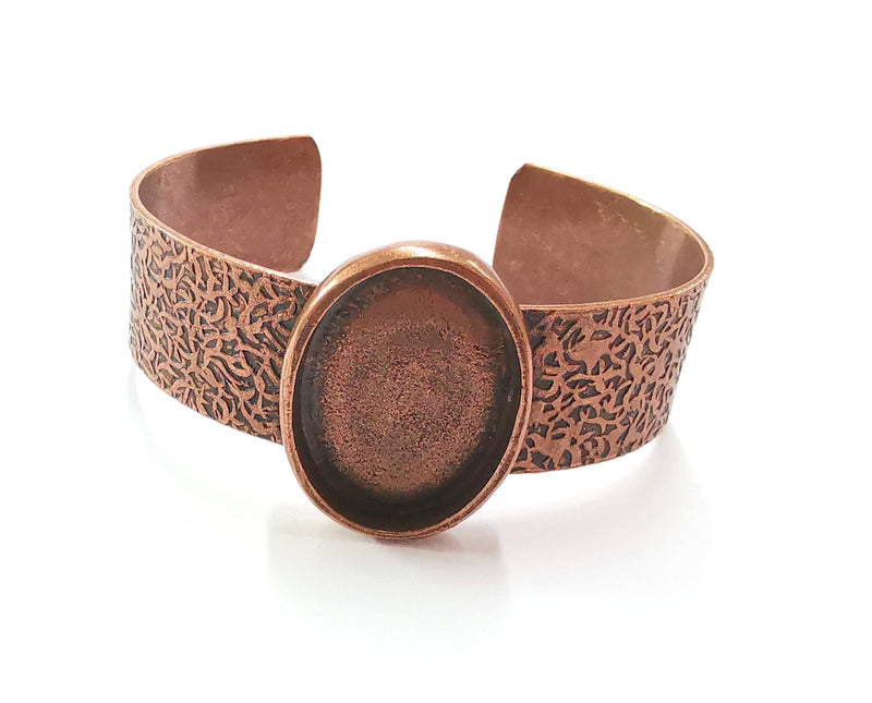 Bracelet Blank Resin Bangle Dry Flower inlay Blank Cuff Bezel Glass Cabochon Base Textured Adjustable Antique Copper (30x22mm ) G20058