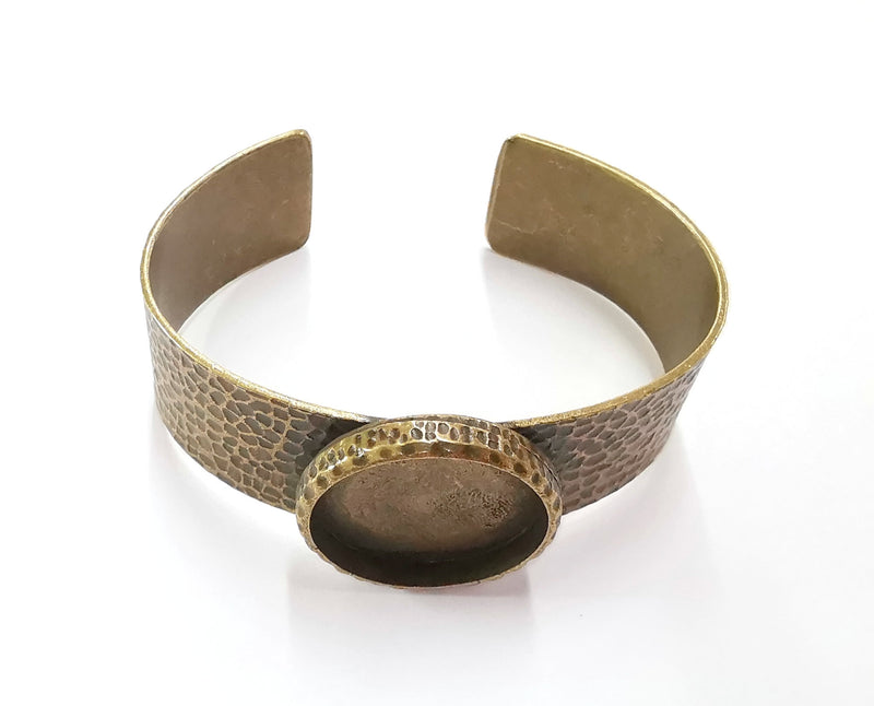 Bracelet Blank Resin Bangle Dry Flower inlay Blank Cuff Bezel Glass Cabochon Base Hammered Adjustable Antique Bronze (30mm ) G20059