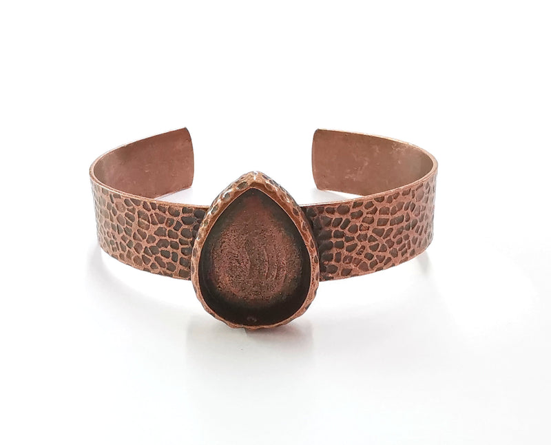 Bracelet Blank Resin Bangle Dry Flower inlay Blank Cuff Bezel Glass Cabochon Base Hammered Adjustable Antique Copper (25x18mm ) G20060