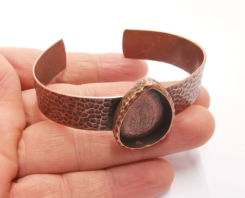 Bracelet Blank Resin Bangle Dry Flower inlay Blank Cuff Bezel Glass Cabochon Base Hammered Adjustable Antique Copper (25x18mm ) G20060