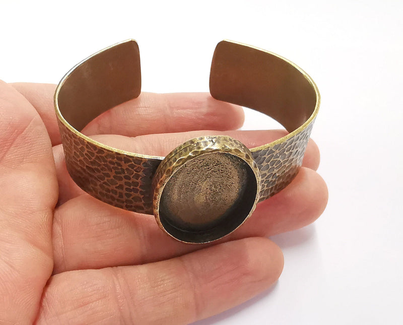 Bracelet Blank Resin Bangle Dry Flower inlay Blank Cuff Bezel Glass Cabochon Base Hammered Adjustable Antique Bronze (30x22mm ) G20062