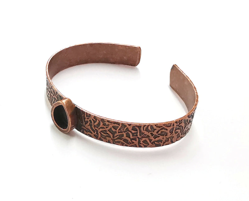 Bracelet Blank Resin Bangle Dry Flower inlay Blank Cuff Bezel Glass Cabochon Base Textured Adjustable Antique Copper (10x8mm ) G23864