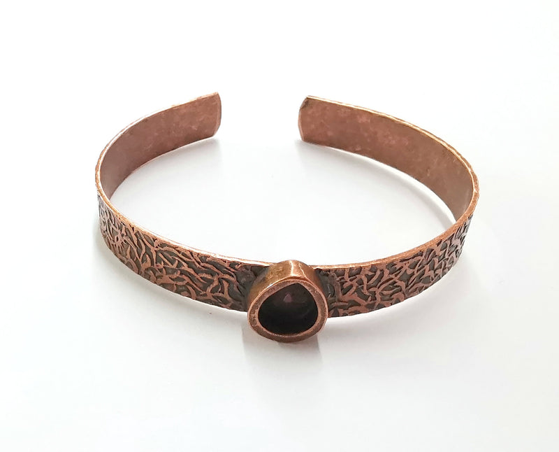 Bracelet Blank Resin Bangle Dry Flower inlay Blank Cuff Bezel Glass Cabochon Base Textured Adjustable Antique Copper (10x8mm ) G23864