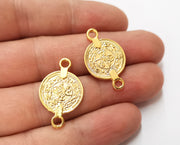 4 Coin Charms Connector Gold Plated Charms (28x17mm)  G19651
