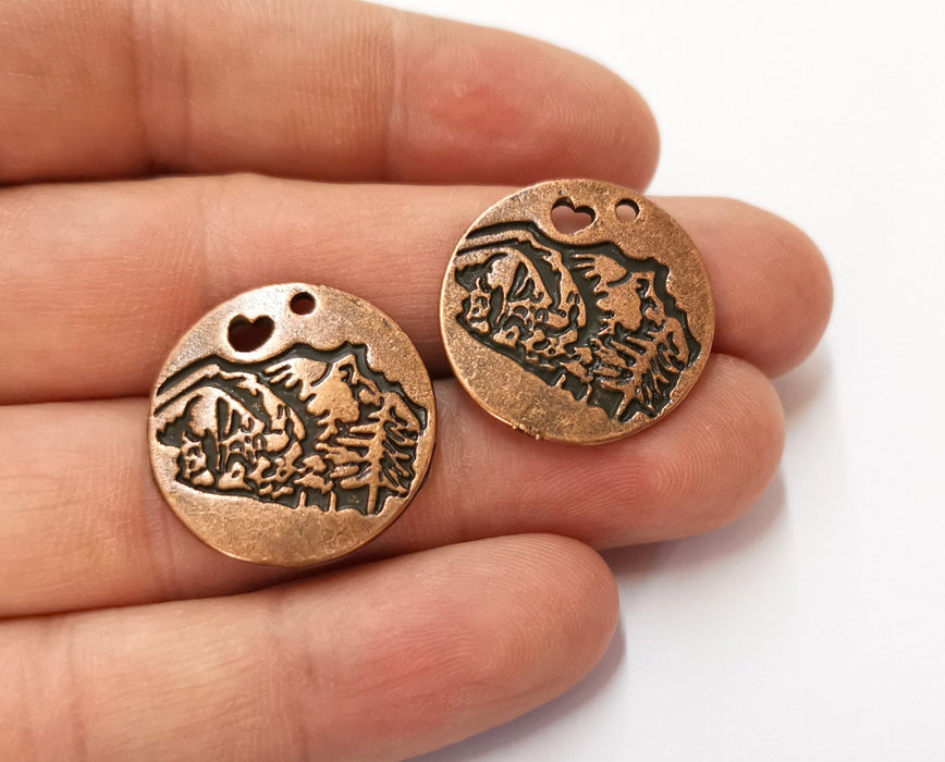4 Mountain Charms Antique Copper Plated Charms (24mm)  G19654