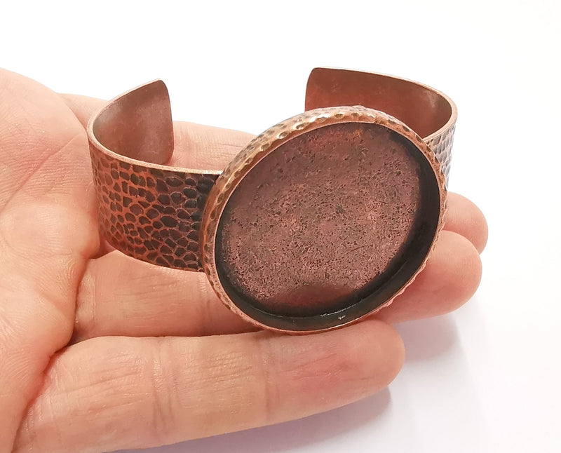 Bracelet Blank Resin Bangle Dry Flower inlay Blank Cuff Bezel Glass Cabochon Base Hammered Adjustable Antique Copper (40mm ) G21015
