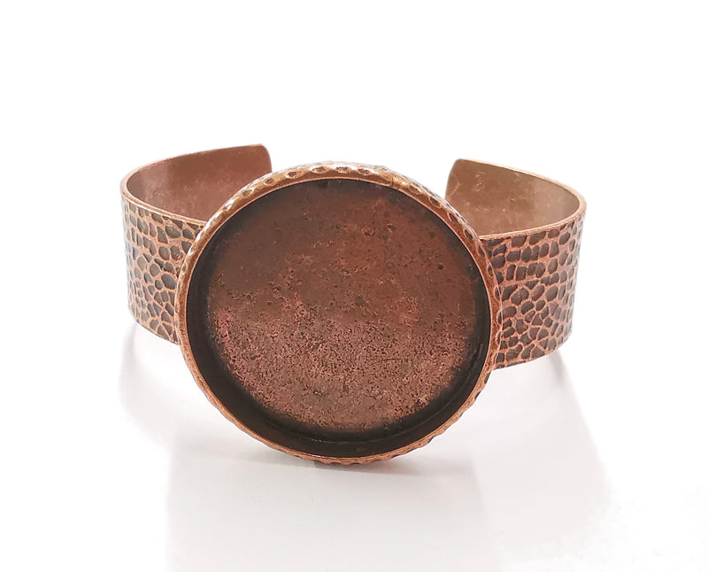 Bracelet Blank Resin Bangle Dry Flower inlay Blank Cuff Bezel Glass Cabochon Base Hammered Adjustable Antique Copper (40mm ) G21015