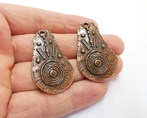2 Copper Charms Antique Copper Plated Charms (43x27mm)  G20076