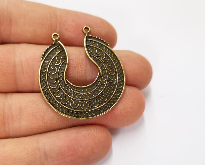 2 Antique Bronze Charms Connector Antique Bronze Plated Charms (37x34mm)  G19664