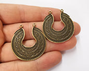 2 Antique Bronze Charms Connector Antique Bronze Plated Charms (37x34mm)  G19664
