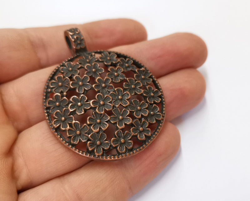 Flower Pendant Antique Copper Plated Pendant (54x42mm)  G19669
