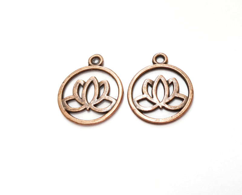 6 Lotus Charms Antique Copper Plated Charms (24x20mm)  G19670