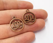 6 Lotus Charms Antique Copper Plated Charms (24x20mm)  G19670