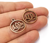 6 Lotus Charms Antique Copper Plated Charms (24x20mm)  G19670