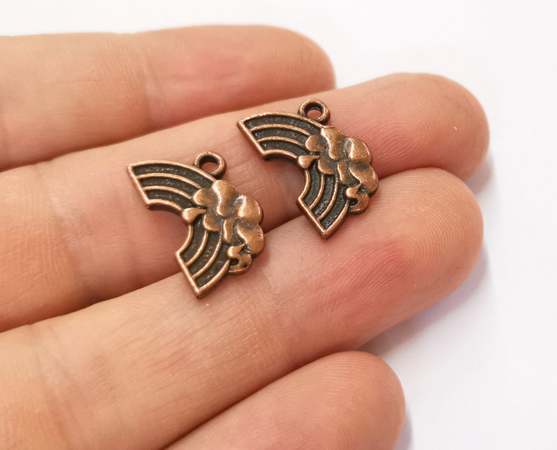 6 Rainbow Charms Antique Copper Plated Charms (12x19mm) G19684