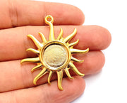 Sun Charms Blank Bezel Resin Bezel Mosaic Mountings Gold Plated Charms (47x43mm)( 16 mm Bezel Inner Size)  G19694