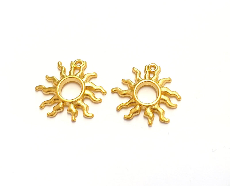 4 Sun Charms Gold Plated Charms (24x23mm)  G19697