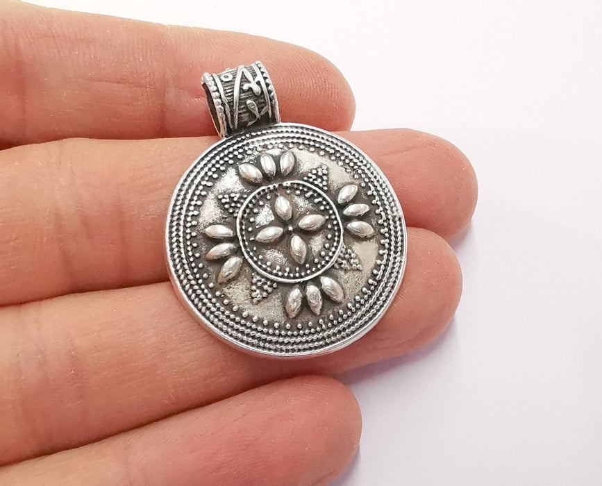 2 Silver Pendant Antique Silver Plated Pendant (39x30mm)  G20090