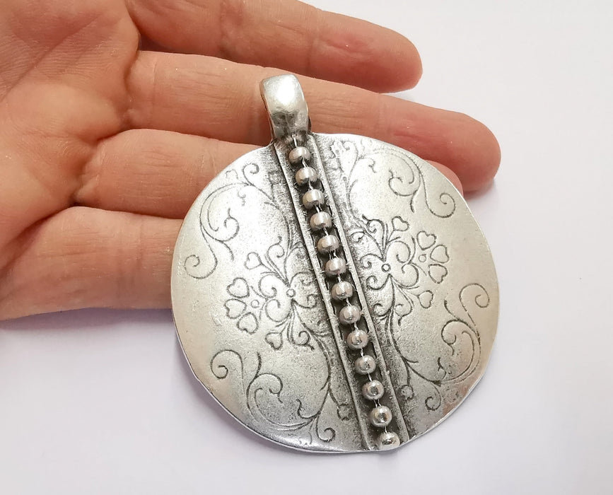 Silver Pendant Antique Silver Plated Pendant (77x64mm)  G20097