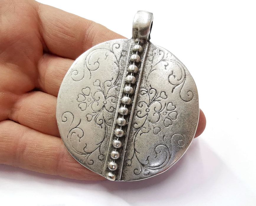 Silver Pendant Antique Silver Plated Pendant (77x64mm)  G20097